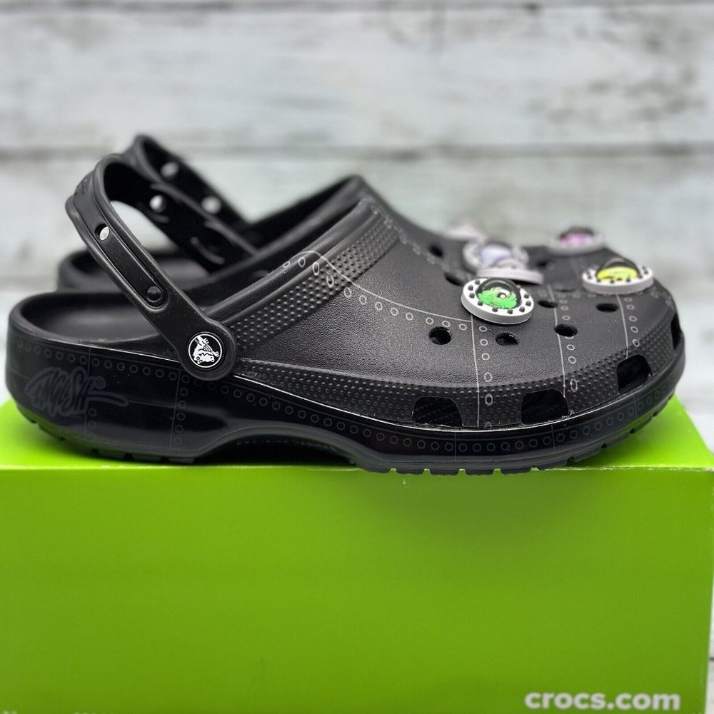 Classic Crocs x Ron English Clog Area 54 Black Alien RARE Men's Shoe Sandal